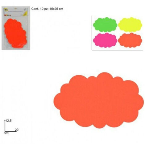 Trade Shop - Confezione 10 Pezzi Cartoncino Segnaprezzo Nuvola Colorato Negozi Offerte -