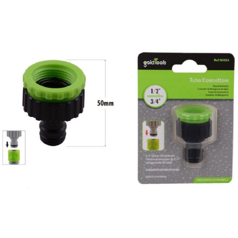 Trade Shop - Connettore Rapido Con Filetto Femmina 1/2" E 3/4" Per Tubo Rubinetto 50mm 90024 - (1/3)