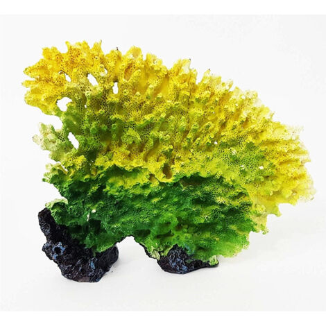 Trade Shop - Corallo In Resina Giallo Verde 19x5x15cm Ornamento Per Acquario Decorazioni Pietra -