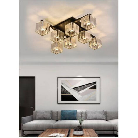 Trade Shop - Plafoniera Lampadario Da Soffitto Design Moderno Con 8 Cubi E27 Cristallo C28-8 -