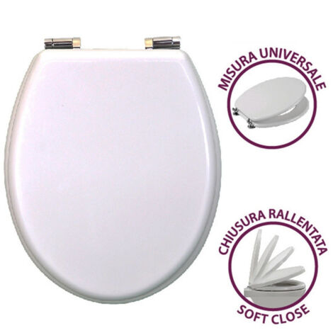 Trade Shop - Copriwater Universale En Legno Mdf Chiusura Soft Close Laccato Bianco - -3,5- (1/3)
