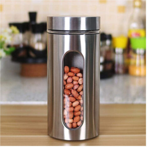 3 contenitori per tè, caffè, zucchero, in metallo, con coperchio ermetico, piano di lavoro, per caffè rotondo con coperchio per fagioli, spezie, cereali, cucina (bianco