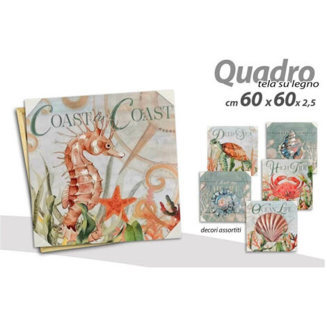 Trade Shop - Quadro Quadretto Decorativo 60x60x2,5 Cm Tela Su Legno Deluxe Decori Ass 806551 - (1/3)