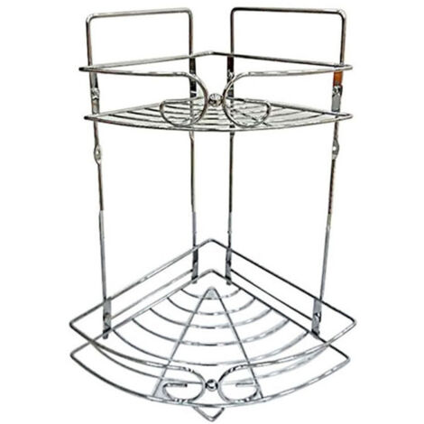 Trade Shop - Estante Esquinero De Baño Ducha Estantes Metálicos De 2 Niveles 52719 - (1/2)