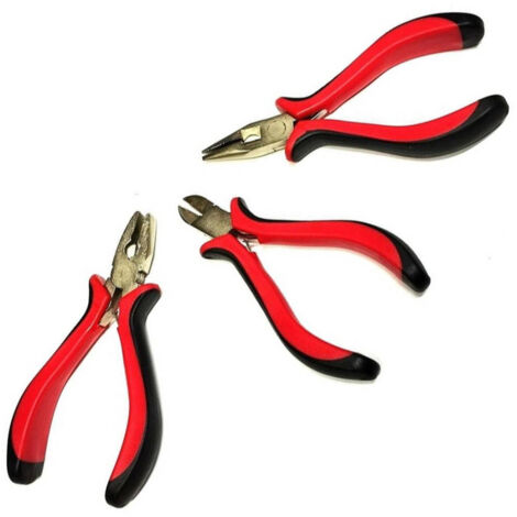 Trade Shop - Set 3 Piezas Mini Alicates De Precisión 125 Mm Para Electrónica Bricolaje -