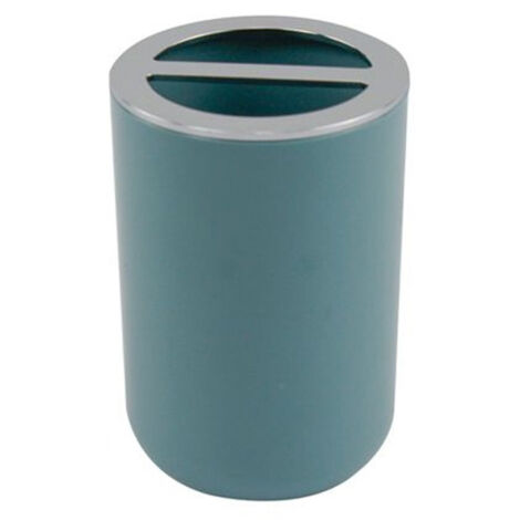 Trade Shop - Cepillos De Dientes De La Puerta Accesorio De Cristal Baño 2 Agujeros Petróleo Verde Plata 69474 - (1/2)