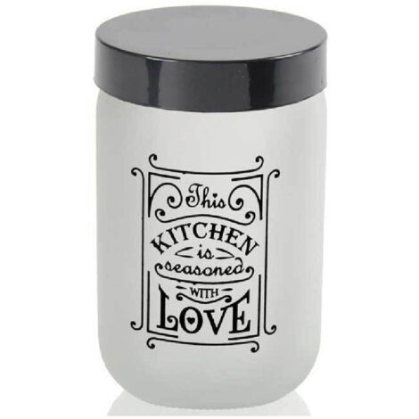 Trade Shop - Jar Contenedor De Vidrio Blanco Amor Moderno Satinado Satén 660ml 14x9cm 833458 -