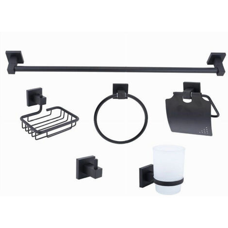 2 anelli per asciugamani nero opaco, moderno porta asciugamani quadrato, accessori per il bagno, gancio per asciugamani in acciaio inox, montaggio a parete