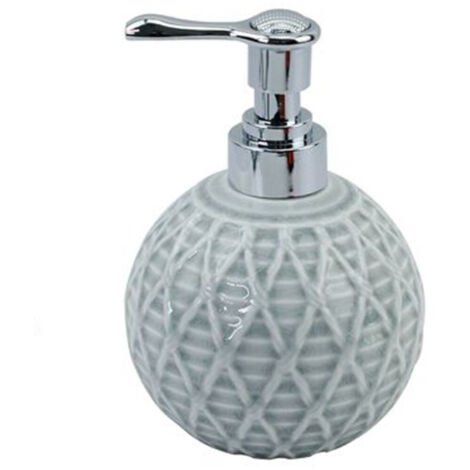 Trade Shop - Dispenser Sapone Liquido Sfera Grigio Effetto Rete Accessori Arredo Bagno 79278 - (1/2)