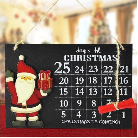 Trade Shop - Calendario Avvento Lavagna Con Gessetto In Legno 2 Modelli Decorazioni Natalizie - (1/4)