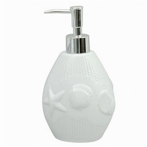 Trade Shop - Dispenser Porta Sapone Liquido Arredo Bagno Bianca Decorata Stile Marino 79281 - (1/3)