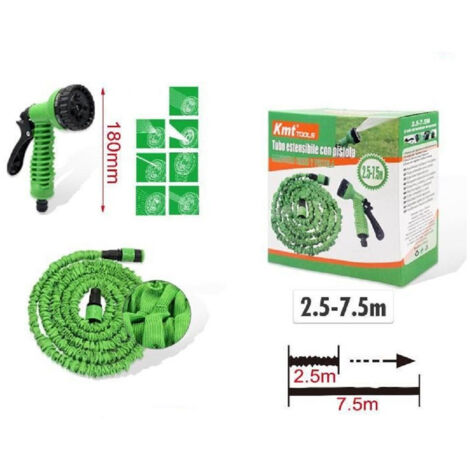 Trade Shop - Tubo Estensibile Giardino 2,5-7,5 Mt Pistola 7 Funzioni Per Irrigazione 9369405 - (1/3)