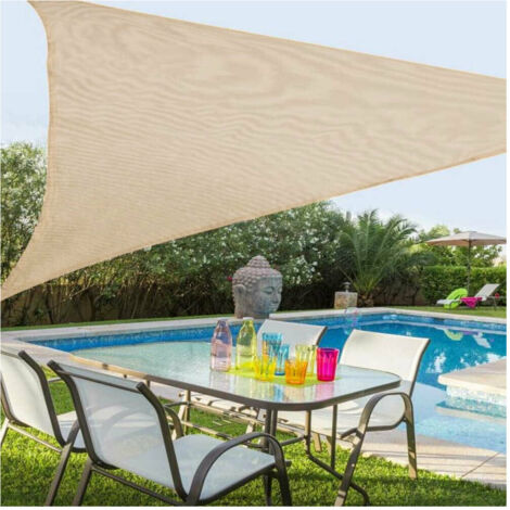 Trade Shop - Vela Telo Parasole 5x5mt Tenda Triangolare Ombreggiante Giardino Tessuto Colore -      Blanco (1/4)
