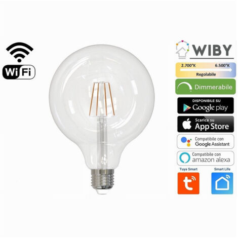 Trade Shop - Lampadina Led G125 E27 A Filamento 7watt Wifi Dimmerabile Colore Luce Regolabile - (1/2)