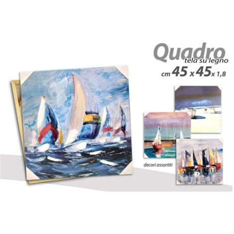 Trade Shop - Quadro Quadretto Decorativo 45x45x1,8cm Tela Su Legno Deluxe Decori Ass 806810 - (1/3)