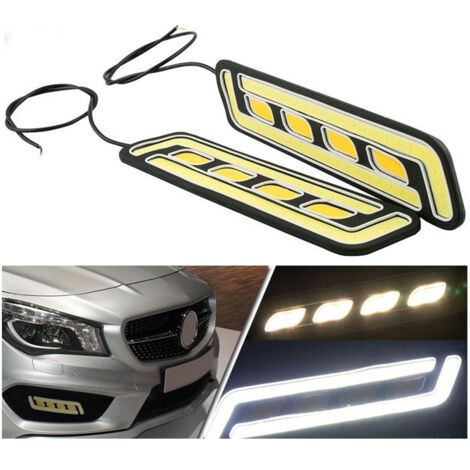 Trade Shop - Coppia Luci Marcia Diurne Drl Lampade Auto Antinebbia Cob Bianco Freddo Freccia -