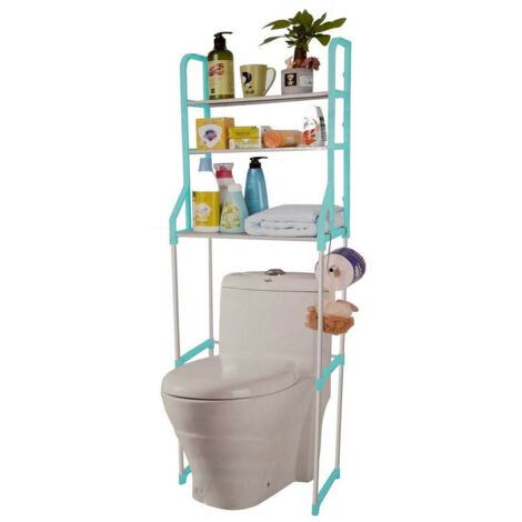 Trade Shop - Organizer 3 Mensole Scaffale Sopra Wc Bagno Lavanderia Salvaspazio Blu -