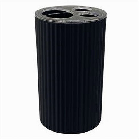 Trade Shop - Porta Spazzolini Bicchiere Per Arredo Bagno Grigio Scuro Rigato A 3 Fori 79170 - (1/3)