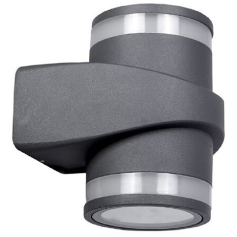 Trade Shop - Applique In Alluminio 2x7w Con Doppia Emissione Corpo Grigio Luce 4000k Xc-9288 - (1/5)