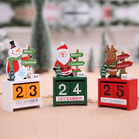 Trade Shop - Calendario De Adviento Santa Claus Fecha De Madera Fecha Decoraciones De Navidad - (1/5)
