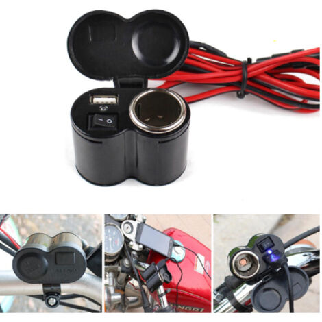 Trade Shop - Spina Accendino Caricabatteria Per Moto Cellulare Porte Usb Accendisigari Q-a47 - (1/5)