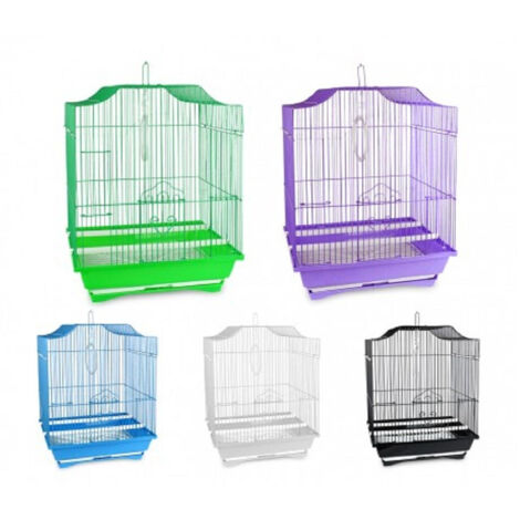Trade Shop - Gabbia Uccelli Di Piccole Dimensioni Fly 43.5 X 28.5 X 22 Cm Due Mangiatoie -
