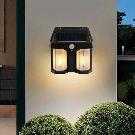 Lanterne Solari Da Parete Festive Lights – Nere, LED Bianchi, Doppia Luminosità, Impermeabili IP44