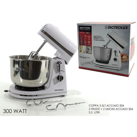 Trade Shop - Sbattitore Con Coppa 300w 3.5litri 6 Velocità Fruste Acciaio Robot Cucina 602074 - (1/3)