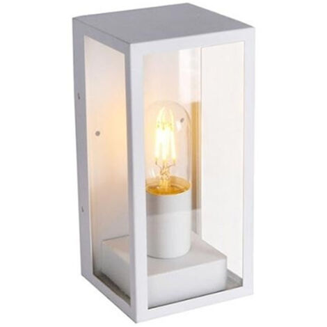 Trade Shop - Porta Lampada Esterno Vetro Vt8517 Bianco Matto E27 Ip44 Retro Illuminazione -