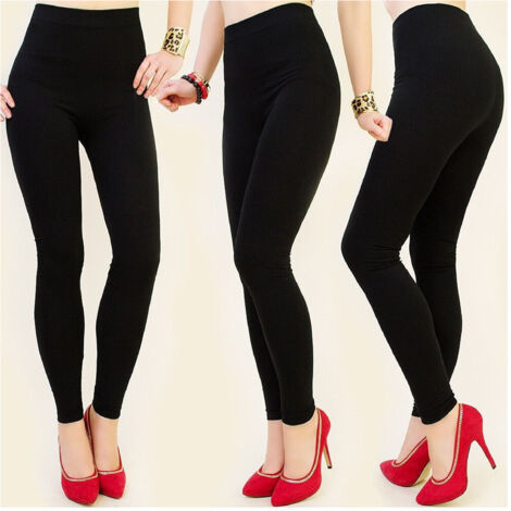 Trade Shop - Leggings Mod.919 Elastici Nero Tessuto Opaco Da Donna Comodi Eleganti - (1/5)