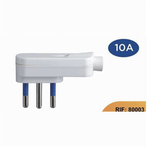 Trade Shop - Spina Elettrica Piatta Salvaspazio Laterale 2p+t 10a 25v Max 1500w Bianco 80003 - (1/3)
