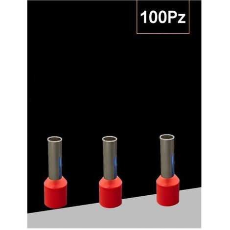 Trade Shop - Confezione 100pz Tubetto Capicorda Isolato Per Cavi 1.5mm² Terminale Da 8mm E1508 -      Rojo (1/4)