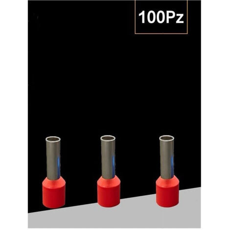Trade Shop - Confezione 100pz Tubetto Capicorda Isolato Per Cavi Da 4 Mm² Terminale 9mm E4009 -      Rojo (1/4)