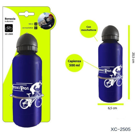 Trade Shop - Borraccia In Alluminio Con Beccuccio Retraibile Tappo Antipolvere 500 Ml Xc-2505 - (1/5)