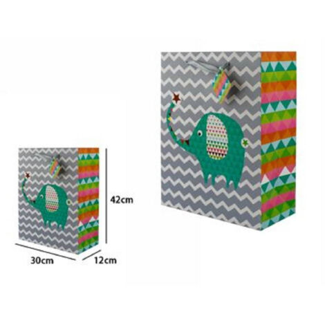 Trade Shop - Set 3 Buste Borsa Da Regalo Sacchetti Con Animali 30x42x12 Cm 65905 Modelli Vari -