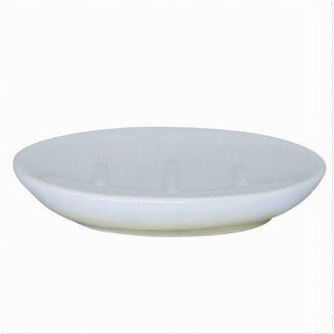 Trade Shop - Plato Jabonera Baño Ceramica Blanco Amarillo Mobiliario 59904 - (1/3)