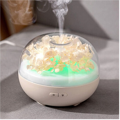 Trade Shop - Altavoz Aceites Esenciales Eterna Flores Ecogramaund Ultrasonido Usb Humidificador 7 Led Luces Beige -