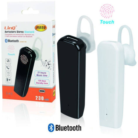 Trade Shop - Auricolare Cuffia Stereo Bluetooth Per Smartphone Tablet Touch Android Ios R859 - (1/2)
