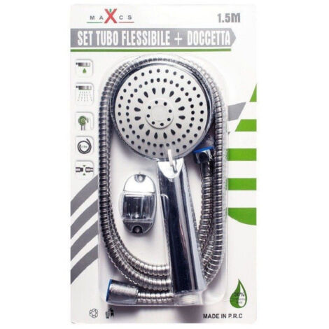 Trade Shop - Set Soffione Doccia Doccetta Multigetto Bagno Staffa Tubo Flessibile 1,5mt 98080 - (1/2)