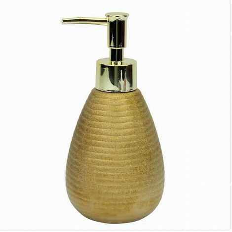 Trade Shop - Dispenser Per Sapone Liquido Accessorio Dorato Rigato Moderno Arredo Bagno 59934 - (1/3)