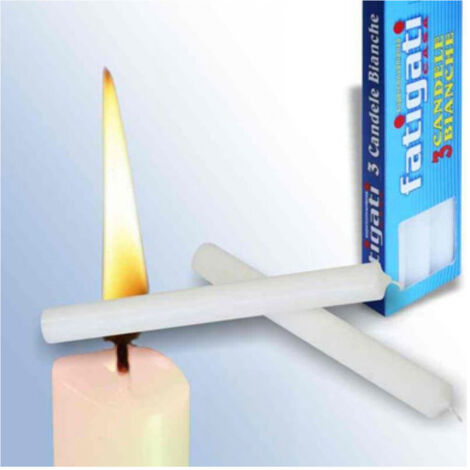 Trade Shop - Set 3 Candele Steariche Candela Votiva In Cera Bianche Lunghe 18x2cm Decorazioni - (1/2)