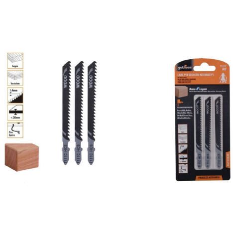 Trade Shop - Set 3 Pezzi Lame Per Seghetto Alternativo T111c Hcs Lama Ricambi Per Legno 90188 - (1/2)