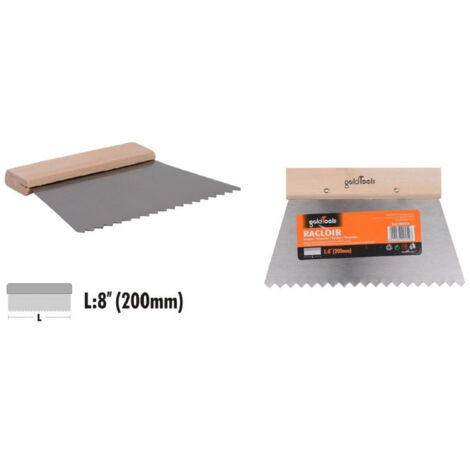 Trade Shop - Spatola Dentata Raschietto Trapezoidale Acciaio Impugnatura Legno 8″ 20cm 90454 - (1/2)