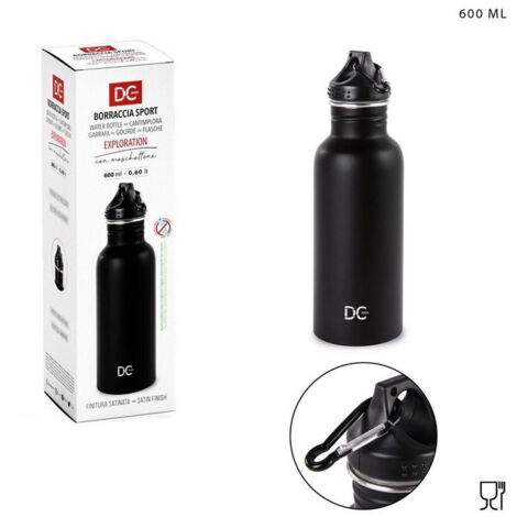 Trade Shop - Borraccia Exploration Bottiglia Matt Con Moschettone Capacità 600ml Sport 218378 - (1/2)