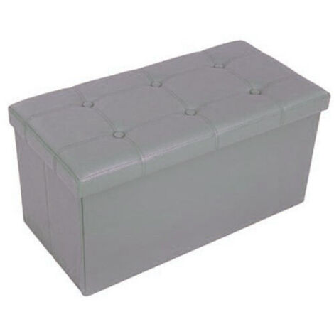 Trade Shop - Pouf Scatola Contenitore Rettangolare Similpelle Cassapanca Poggiapiedi Colore -      Grey