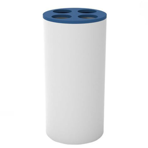 Trade Shop - Cepillo De Dientes Vaso 4 Agujeros Blanco Azul Plástico Baño Accesorio 69897 - (1/2)