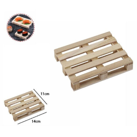 Trade Shop - Set 2pz Mini Pallet Di Legno Bancale Vassoi Piatto Sottobicchiere 14x11cm 74032a -