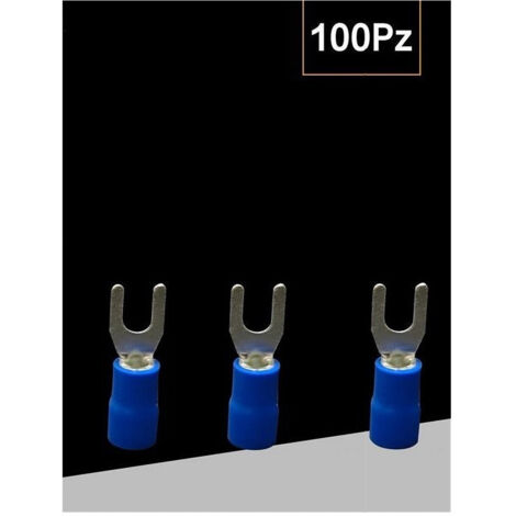 Trade Shop - Set 100 Pz Capicorda A Forcella A Crimpare Per Cavi 0.5-1.5 Mm² Isolato Sv1.25-4 - Azul (1/3)