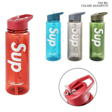 Trade Shop - Borraccia In Plastica Colorata 700ml Casa Sport Fitness Colori Assortiti 0221075 - (1/3)