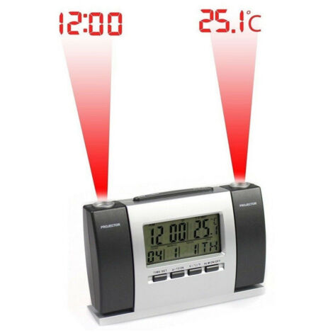 Trade Shop - Proyección De Reloj Despertador Ahora Lcd Pantalla Temperatura Fecha Proyector - (1/5)